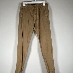 Hollister Skinny Jogger Pants Men's Khaki Beige Small Mid Rise Drawstring Casual